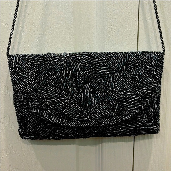 Vintage Walborg Black Beaded Over The Shoulder - Picture 1 of 5